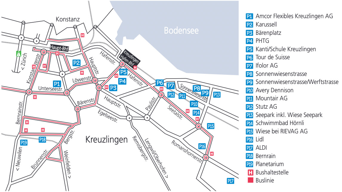 Übersicht über Parkmöglichkeiten in Kreuzlingen